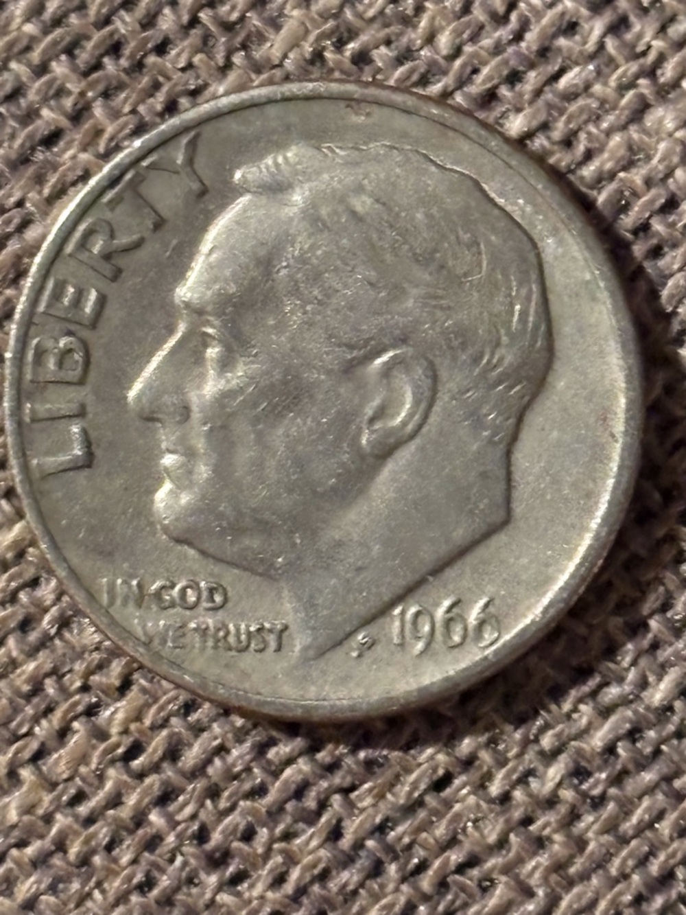 1966 Roosevelt Dime - Silver Gray US Coin